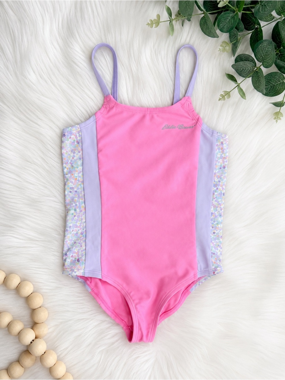 Eddie Bauer 4T Toddler Girl Swim Suit Bathing Suit Pink and Lavender One-Piece